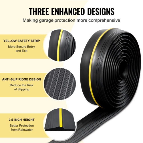 VEVOR 16.5 FT Garage Door Threshold Seal Strip, Universal Garage Door Floor Seal Strip with Adhesive, Garage Door Bottom Weatherproof Strip, Upgraded