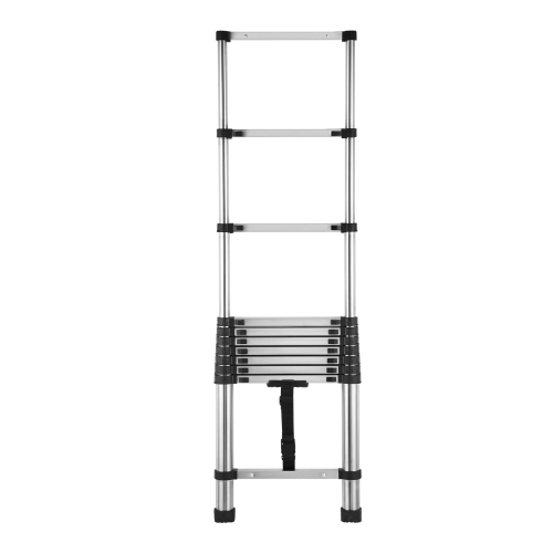 VEVOR 10.5ft Stainless Steel Lightweight Extension Ladder,Multi-Button Retraction Collapsible Ladders, 375LBS Capacity & Non-Slip Feet, Portable