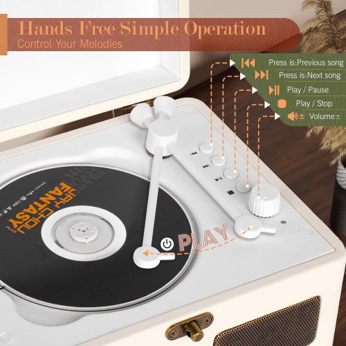 Portable Retro CD Player with Bluetooth, 2000mAH Rechargeable Home Desktop CD Player with Speaker, AUX Output, USB Mode and TF Card Support,