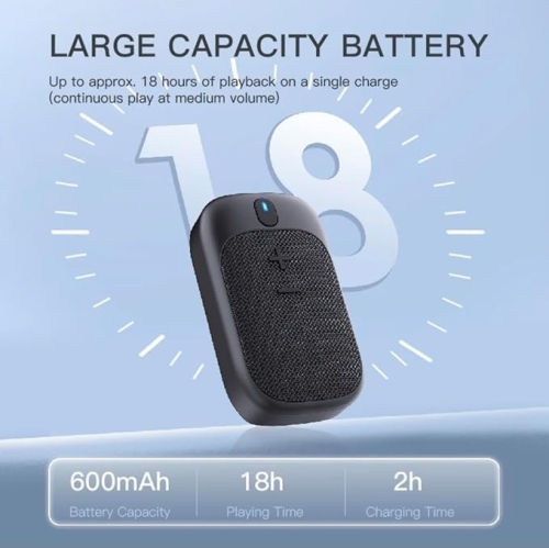 Wearable Bluetooth Speaker IPX5 Waterproof, Clip-On Mini Wireless Portable Speaker with Built-in Microphone for Hands-Free Music and Calls