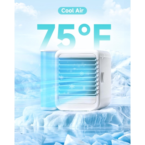 Portable Air Conditioner Cooling Fan,Evaporative Mini Air Cooler with Colorful Light,USB Personal Air Cooler Desktop AC Fan for Room Office Home