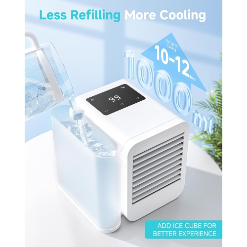 Portable Air Conditioner Cooling Fan,Evaporative Mini Air Cooler with Colorful Light,USB Personal Air Cooler Desktop AC Fan for Room Office Home