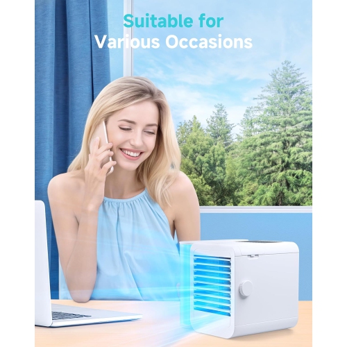 Portable Air Conditioner Cooling Fan,Evaporative Mini Air Cooler with Colorful Light,USB Personal Air Cooler Desktop AC Fan for Room Office Home