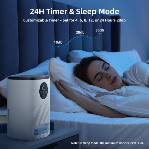 Déshumidificateur pour la maison,Petit déshumidificateur silencieux avec mode de veille minuteur,Déshumidificateur portatif pour chambre à coucher