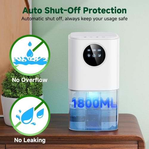 Home Dehumidifier with Water Tank,Portable Dehumidifier with Auto Shut Off & Defrost Timer & LED Light,Quiet Small Dehumidifier for Bathroom Bedroom