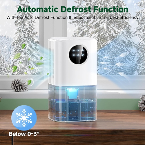 Home Dehumidifier with Water Tank,Portable Dehumidifier with Auto Shut Off & Defrost Timer & LED Light,Quiet Small Dehumidifier for Bathroom Bedroom