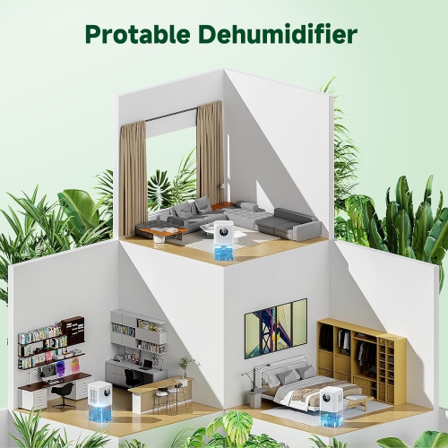 Home Dehumidifier with Water Tank,Portable Dehumidifier with Auto Shut Off & Defrost Timer & LED Light,Quiet Small Dehumidifier for Bathroom Bedroom