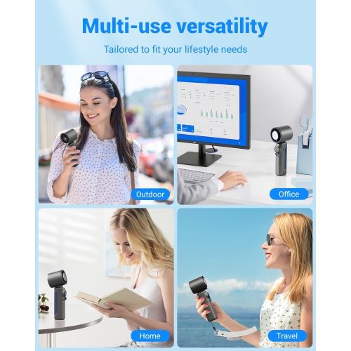 Portable Hand Held Turbo High Speed Personal Fan,100 Gear Speed Wind Digital Power & Speed Display USB Rechargeable Fan