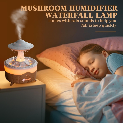 Rain Cloud Humidifier for Bedroom Water Drip, 7 Colors Night Rain Diffuser with Remote Control Timing, Mushroom Diffuser Lamp