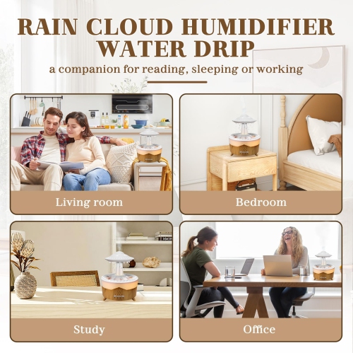 Rain Cloud Humidifier for Bedroom Water Drip, 7 Colors Night Rain Diffuser with Remote Control Timing, Mushroom Diffuser Lamp