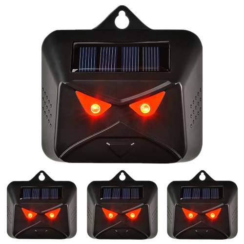 Solar Animal Repellent, Night Predator Insect Repellent, Wildlife Predator Insect Repellent with Red LED Light, IP44 Waterproof Rating(4 Pack)