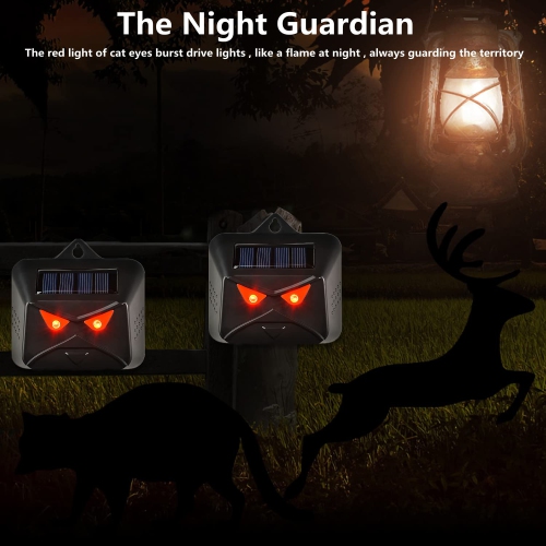 Solar Animal Repellent, Night Predator Insect Repellent, Wildlife Predator Insect Repellent with Red LED Light, IP44 Waterproof Rating(4 Pack)