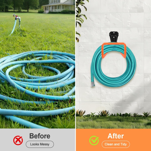 Support mural pour tuyau d'extérieur,Porte-boyau robuste en métal pour dévidoir pour tuyau d'eau extérieur,Support robuste pour crochets de