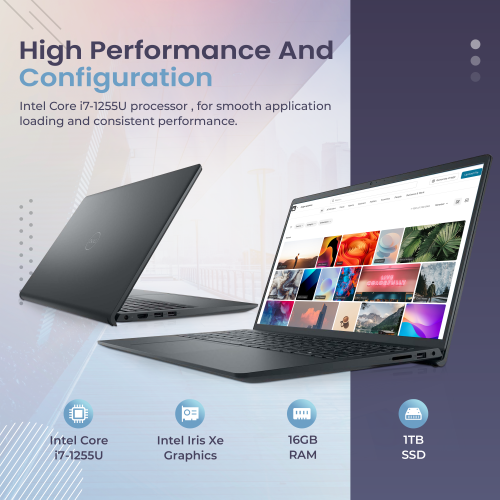 Refurbished - Dell Inspiron 15 3520 15.6" FHD Touch Laptop, Intel i7-1255U Processor, 1TB PCle SSD, 16GB RAM, Intel Iris Xe Graphics, Num Pad,