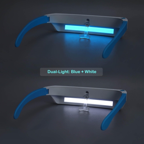 Lunettes de luminothérapie avec étui de transport, lampe Happy à porter anti-UV de thérapie par lumière bleue, soulagement naturel pour bien dormir,