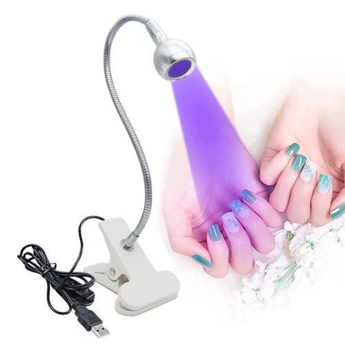 Lampe UV pour ongles, mini lampe UV pour ongles en gel LED Curing Lampe à col de cygne flexible et pince 3&nbsp;W portative petit séchoir à manucure