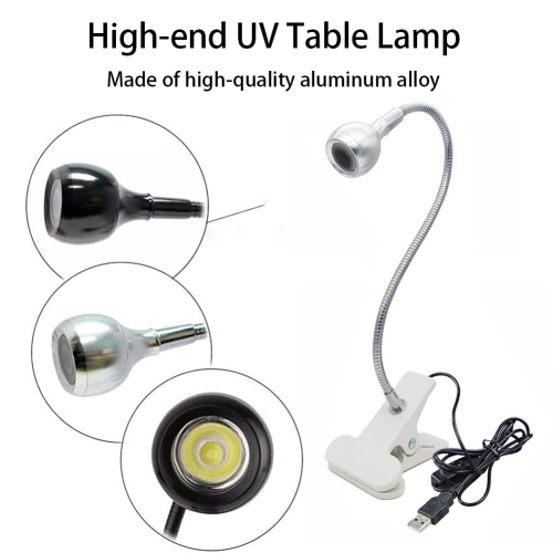 Lampe UV pour ongles, mini lampe UV pour ongles en gel LED Curing Lampe à col de cygne flexible et pince 3 W portative petit séchoir à manucure