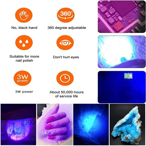 Lampe UV pour ongles, mini lampe UV pour ongles en gel LED Curing Lampe à col de cygne flexible et pince 3 W portative petit séchoir à manucure