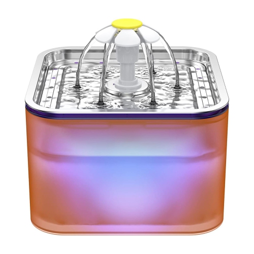 3-liter stainless steel cat water fountain - triple filtration, three flow modes, LED light, fresh water, easy to clean