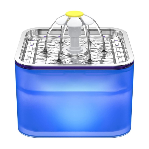 3-liter stainless steel cat water fountain - triple filtration, three flow modes, LED light, fresh water, easy to clean