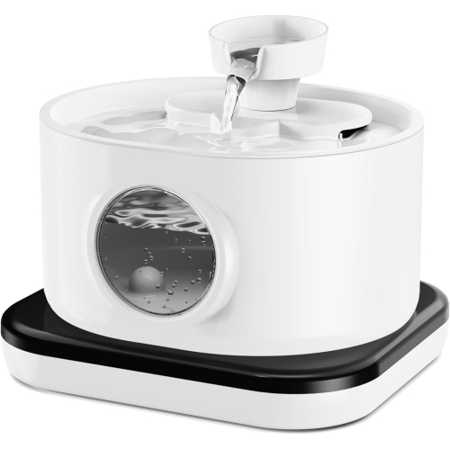 Buveuse blanche 2,8&nbsp;L/5200 mAh avec mode automatique, filtration quadruple, grand réservoir d'eau et arrêt de sécurité – idéale pour les chats