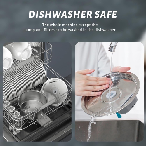 Distributeur d'eau rond en acier inoxydable pour animaux de compagnie de 3,2 L - grande capacité, ultra-silencieux, double filtration, deux