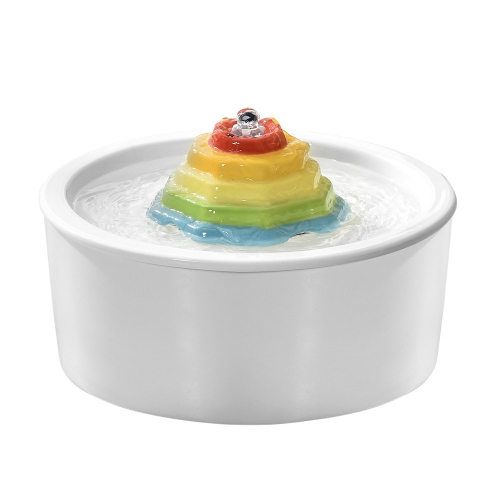 Rainbow Ceramic Cat Drinker - 1.5L, round, quadruple filtration, easy-to-clean ceramic material, dishwasher safe, protects pet health