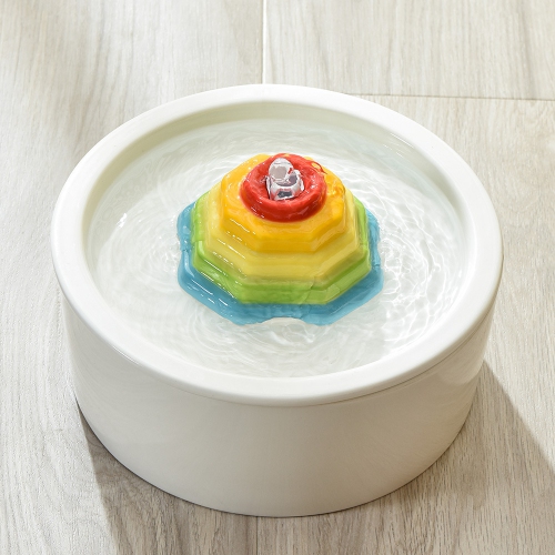 Rainbow Ceramic Cat Drinker - 1.5L, round, quadruple filtration, easy-to-clean ceramic material, dishwasher safe, protects pet health