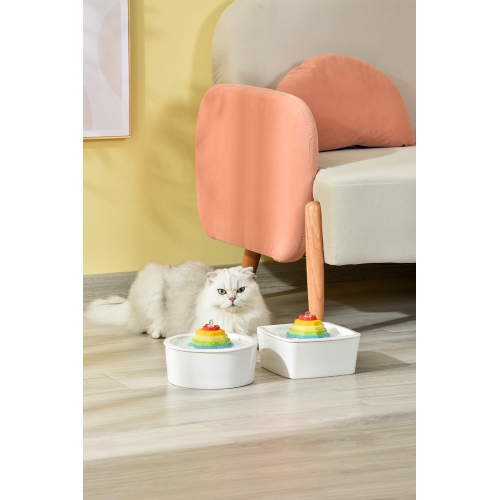 Rainbow Ceramic Cat Drinker - 1.5L, round, quadruple filtration, easy-to-clean ceramic material, dishwasher safe, protects pet health