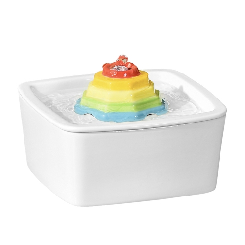 Rainbow Ceramic Cat Drinker - 1.5L, square, quadruple filtration, easy-to-clean ceramic material, dishwasher safe, protects pet health