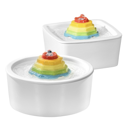 Rainbow Ceramic Cat Drinker - 1.5L, square, quadruple filtration, easy-to-clean ceramic material, dishwasher safe, protects pet health