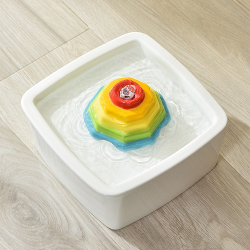 Rainbow Ceramic Cat Drinker - 1.5L, square, quadruple filtration, easy-to-clean ceramic material, dishwasher safe, protects pet health