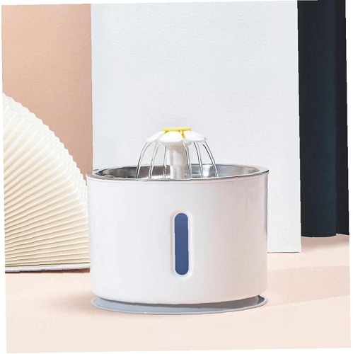 Fontaine en acier inoxydable pour animaux de compagnie de 2,4 L – Lampe LED, 3 modes de débit, pompe ultra-silencieuse, système de filtration