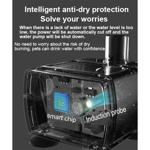 Fontaine en acier inoxydable pour animaux de compagnie de 2,4 L – Lampe LED, 3 modes de débit, pompe ultra-silencieuse, système de filtration