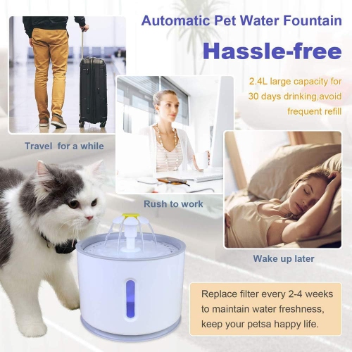 Silent Automatic Pet Drinking Fountain - Smart LED Indicator, Antibacterial PP Material, Low Noise Pump, Easy-to-Clean Design