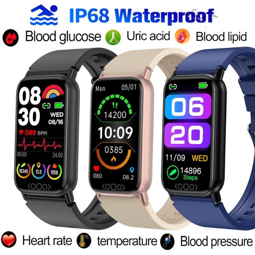 Smart Watch Blood Glucose Monitoring Smartwatch For Men Women Bracelet Fitness Tracker For Android And IOS(Black)