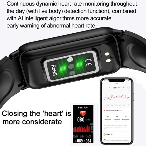 Smart Watch Blood Glucose Monitoring Smartwatch For Men Women Bracelet Fitness Tracker For Android And IOS(Black)