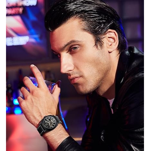 BENYAR - Mechanical Men's Automatic Watch | Montre Homme | Leather Strap | Golden Movement | 45mm Skeleton Dial | Water and Scratch Resistant Stylish