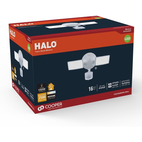 Halo Twin Head Motion Outdoor Integrated LED Motion Sensor Flood & Security Light - White