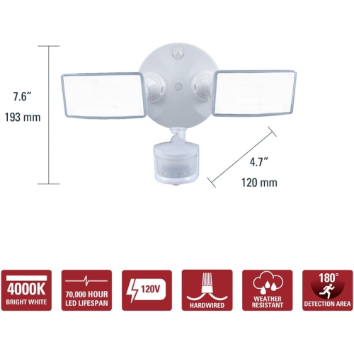 Halo Twin Head Motion Outdoor Integrated LED Motion Sensor Flood & Security Light - White