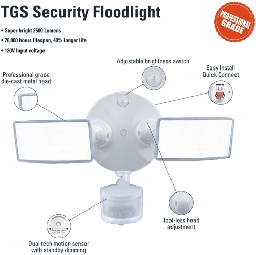 Halo Twin Head Motion Outdoor Integrated LED Motion Sensor Flood & Security Light - White
