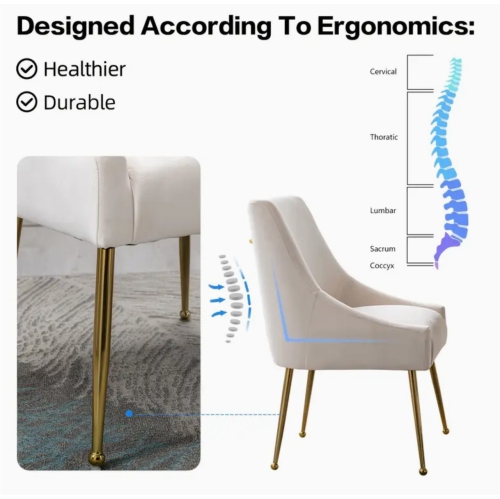 Luxurious Set of 6 Velvet Dining Chairs, Modern Cushioned Dining Chairs with Golden Metal Legs, Tufted Dining Chairs for Living Room, Bedroom, and