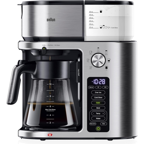 BRAUN  – Multiserve Plus 10- Cup Pod Free Drip Coffee Maker, 7 Brew Sizes/hot & Cold Brew & Hot Water for Tea, Kf9370Si
