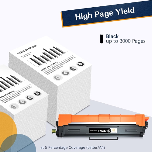 Compatible Toner Cartridge Replacement for Brother TN227 TN227BK TN-227 TN223 TN223BK for MFC-L3750CDW HL-L3210CW HL-L3290CD HL-L3230CDW MFC-L3770CDW