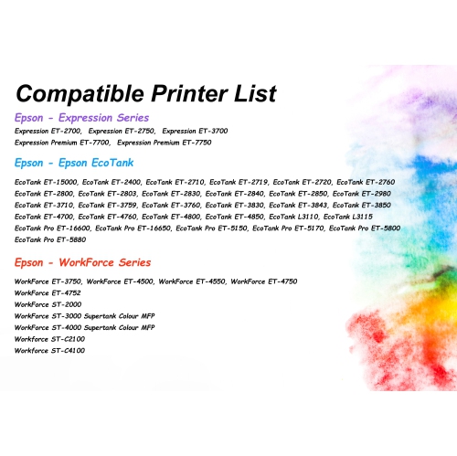 1Set&1BK Compatible Refill Sublimation Ink for EcoTank Supertank Inkjet Printer ET-2400 ET-2720 ET-2760 ET-2800 ET-2803 ET-2850 ET-3760 ET-3700