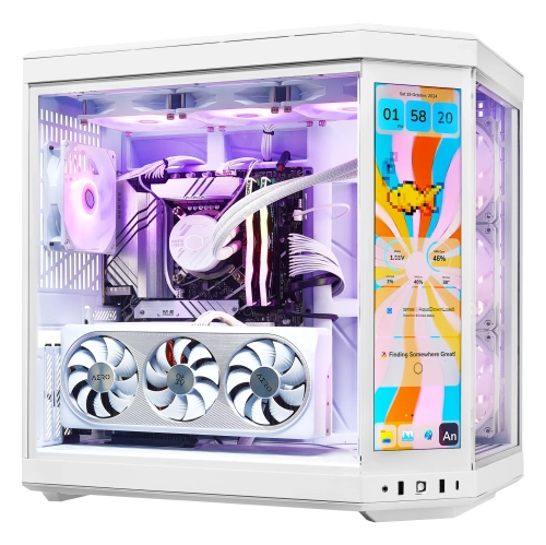 TECHNOID Limited Edition Gaming PC - AMD Ryzen 7 7800x3D, 64GB DDR5 Ram, 2TB SSD, RTX 5070 Ti, Windows 11 Pro, HYTE Y70 Touch infinite, White
