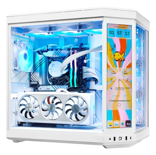 TECHNOID Limited Edition Gaming PC - AMD Ryzen 7 7800x3D, 64GB DDR5 Ram, 2TB SSD, RTX 5070 Ti, Windows 11 Pro, HYTE Y70 Touch infinite, White