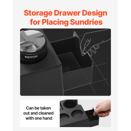 VEVOR 7-in-1 Espresso Tamping Station, ABS Material, Multifunctional Tamping Station with Detachable Slot, Easy to Clean Espresso Knock Box with