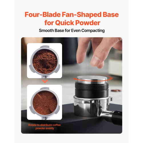 VEVOR 53mm Coffee Distributor, 2-in-1 Adjustable Espresso Distributor with Fan-Shaped Base, Coffee Distributor 304 Stainless Steel with