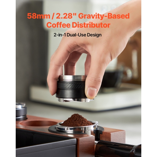 VEVOR 58mm Coffee Distributor, 2-in-1 Adjustable Espresso Distributor with Fan-Shaped Base, Coffee Distributor 304 Stainless Steel with